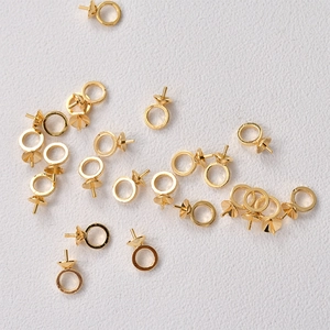 18K gold plated copper large eye pin pearl caps for DIY jewelry making pendants