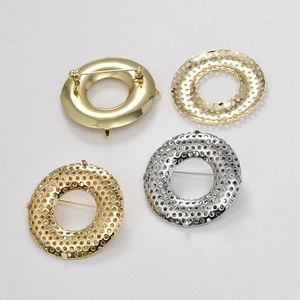 Base de Broche Ronde en Maille Creuse en Cuivre Électroplaqué Or 14k Matériel pour DIY Bijoux Broche Circulaire
