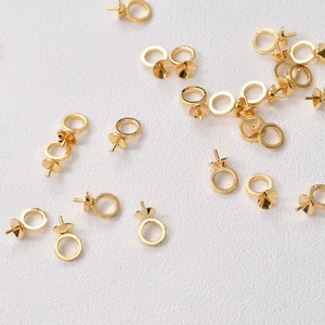 18K gold-plated eye pins with floral bead caps for DIY pearl jewelry making