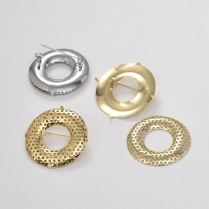 Broches rondes en maille dorée et argentée 38mm pour la fabrication de bijoux DIY