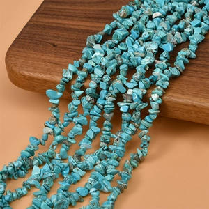 Macro detail of irregular natural turquoise stone beads for DIY jewelry making and crafts