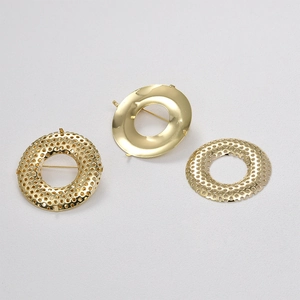 Support de broche rond évidé de 38mm plaqué or 14 carats pour création de bijoux DIY