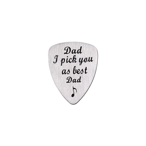 Guitar pick with Dad I pick you as best engraving made of brushed stainless steel