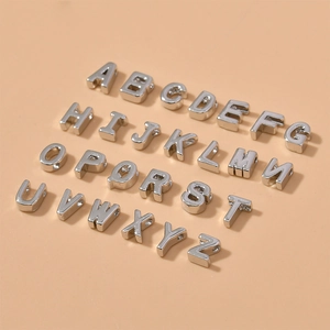 Cuentas de letras del alfabeto A-Z plateadas para crear joyas DIY pulseras y collares