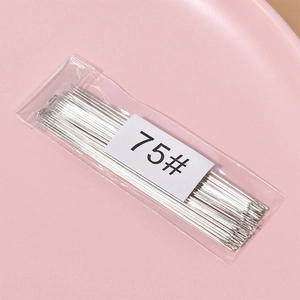 Macro shot of 75# ultra-fine stainless steel beading needles for DIY jewelry making