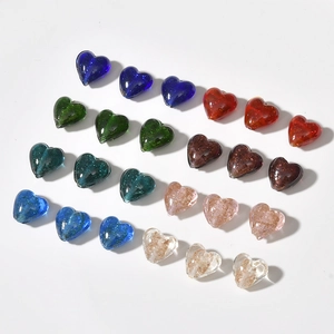 Sparkling heart-shaped glass beads in various colors for DIY jewelry making