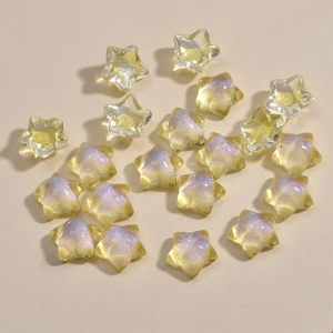 Perles en résine en forme d'étoile jaune irisées pour bijoux DIY et accessoires