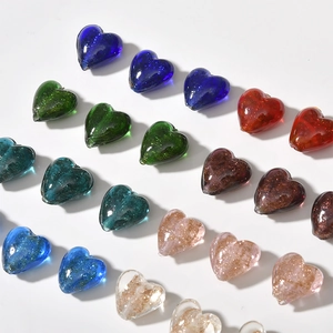 Heart Shape Lampwork Glass Beads Colorful Gold Sand Glaze Beads For DIY Jewelry Making Necklace Bracelet Accessory