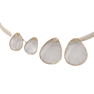 Pendentifs en nacre naturelle ronds et gouttes avec bordure dorée pour bijoux faits main