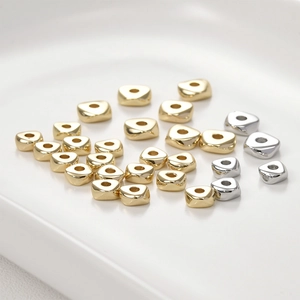 Perles d'espacement géométriques triangulaires en or 14k et argent pour bijoux DIY