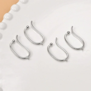 Set of 4 silver-plated U-shaped ear cuffs with ball detail and hanging hole for DIY jewelry