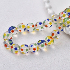 Rainbow polka dot transparent glass beads for DIY bracelet and jewelry making