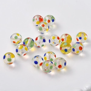 Handmade rainbow polka dot glass beads for DIY necklaces and bracelets accessories