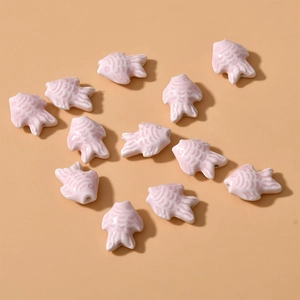 Pink ceramic fish-shaped loose beads for handmade DIY bracelets and necklaces set