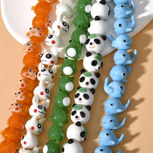 Handmade animal glass beads including panda frog and rabbit for DIY jewelry making