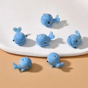 Blue whale-shaped handmade glass beads for DIY jewelry making and bracelet accessories