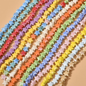 Colorful star-shaped ceramic beads for DIY jewelry making in vibrant macaron colors