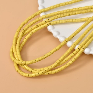 Cuentas cilíndricas amarillas de 4mm para pulseras y collares artesanales hechos a mano