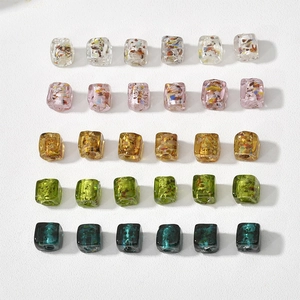 Handmade oil painting style cube glass beads in mixed colors for DIY jewelry making