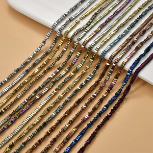 Hematite Loose Beads Horizontal Square Block Electroplated Metallic Spacer Beads For DIY Bracelet Necklace Jewelry Making