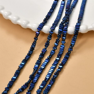Irregular 2x4mm deep blue metallic hematite cube beads for DIY necklace jewelry making