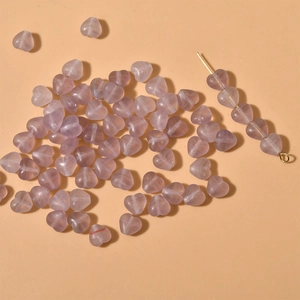 Perles de verre cœur violet mat de 10mm pour colliers et bracelets DIY