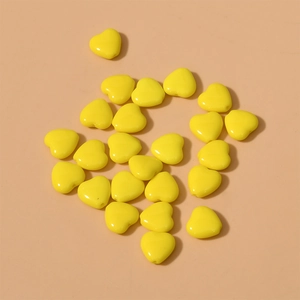 Perles en forme de cœur jaune 10mm avec trou pour fabrication de bijoux DIY et artisanat