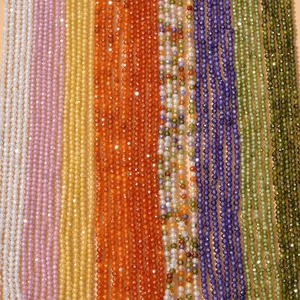 2mm faceted colorful zircon stone beads for handmade DIY necklace and jewelry making