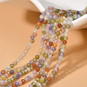 2mm multi-colored faceted zircon beads strand for DIY handmade jewelry crafts