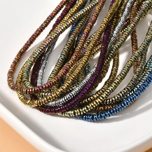 Colorful 4mm wavy round hematite loose beads for DIY bracelets and handmade jewelry making