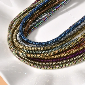 Colorful wave disk hematite spacer beads for DIY jewelry bracelets and necklaces