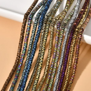 Metallic Wave Round Disc Hematite Spacer Beads For DIY Jewelry Making Bracelet Necklace Earring Material Handmade Accessory