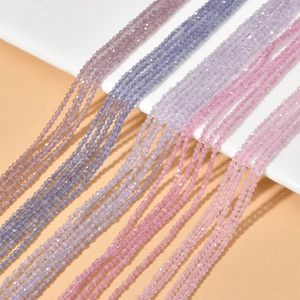 Cuentas de ojo de gato facetadas de 2mm en violeta y rosa para joyería DIY