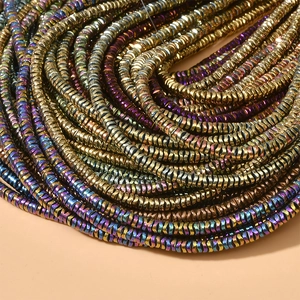 Metallic plated hematite wavy disc beads in 13 colors for DIY jewelry and crafts