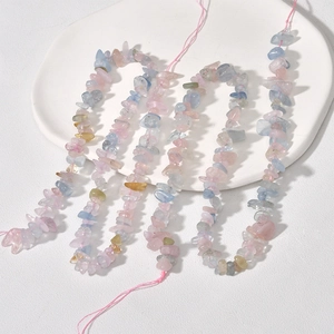 Natural morganite irregular crystal beads in pastel colors for DIY jewelry making