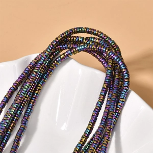 Rainbow plated wave hematite flat spacer beads for DIY bracelet and jewelry making