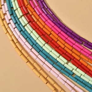 Colorful 4x13mm turquoise tube beads for DIY jewelry making displayed in rows