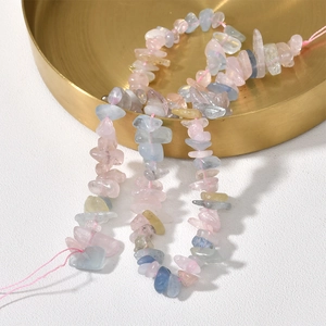 Natural Morganite crystal irregular chips beads in soft macaron colors for DIY jewelry