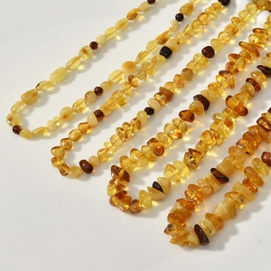 Natural amber resin chip stone beads strands for DIY necklaces and bracelets making