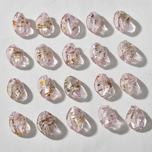 Perle in vetro a forma di foglia con foglia d'oro per la creazione di gioielli fai da te