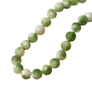 Perles de jade persan marbré vert et blanc pour la création de colliers et bracelets DIY