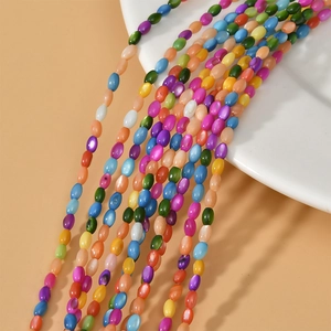 Perles de nacre ovales arc-en-ciel pour la fabrication de bijoux DIY et accessoires