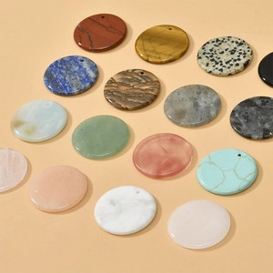 Flat round natural gemstones and crystals with pre-drilled holes for DIY jewelry making