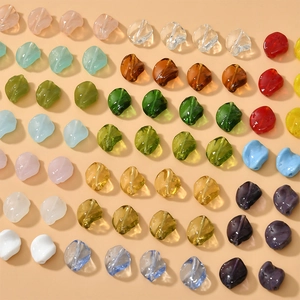 Colorful leaf-shaped glass beads in various shades for DIY necklace and jewelry making