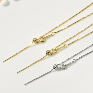 Adjustable gold and silver plated box chain necklace with needle slider beads for jewelry DIY