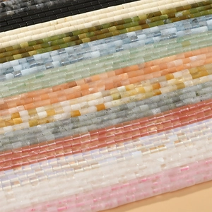Perles cylindriques en pierre naturelle colorée 4x4mm pour création de bijoux DIY