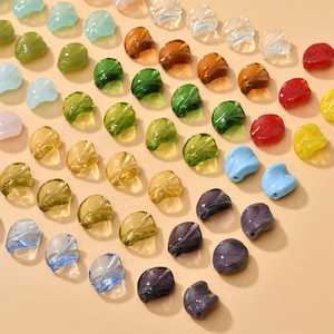 Colorful twisted leaf glass beads for DIY necklaces and bracelets in vibrant multi-colors