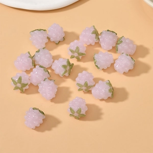 Exquisite pink and green resin raspberry beads for DIY handmade jewelry and necklaces