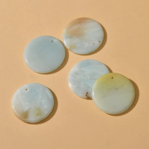 30mm natural stone round pendants in light blue and white for DIY jewelry making
