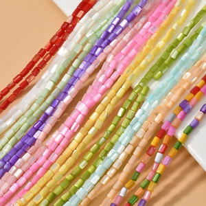 Perline a Tubo Cilindrico in Conchiglia d'Acqua Dolce Naturale Colorate 3x5 Perline Sfuse per Creazione di Gioielli DIY